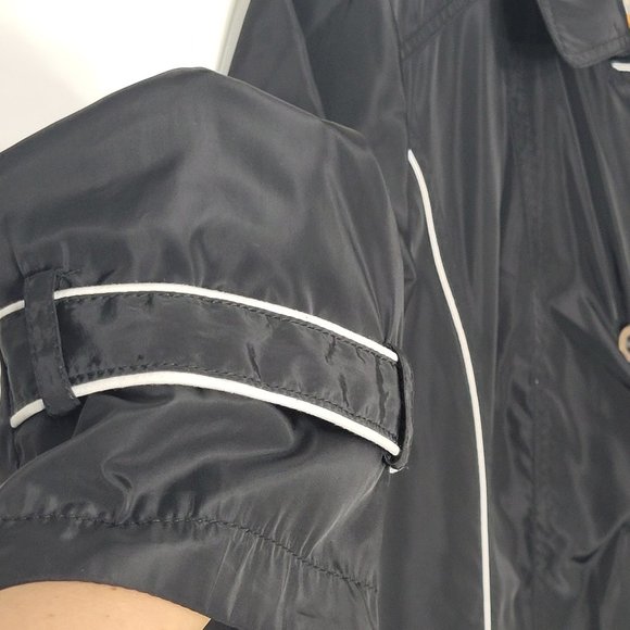 Marie Claire Boutiques Women's Black Button Up Polyester Trench Coat Jacket M - Picture 3 of 11